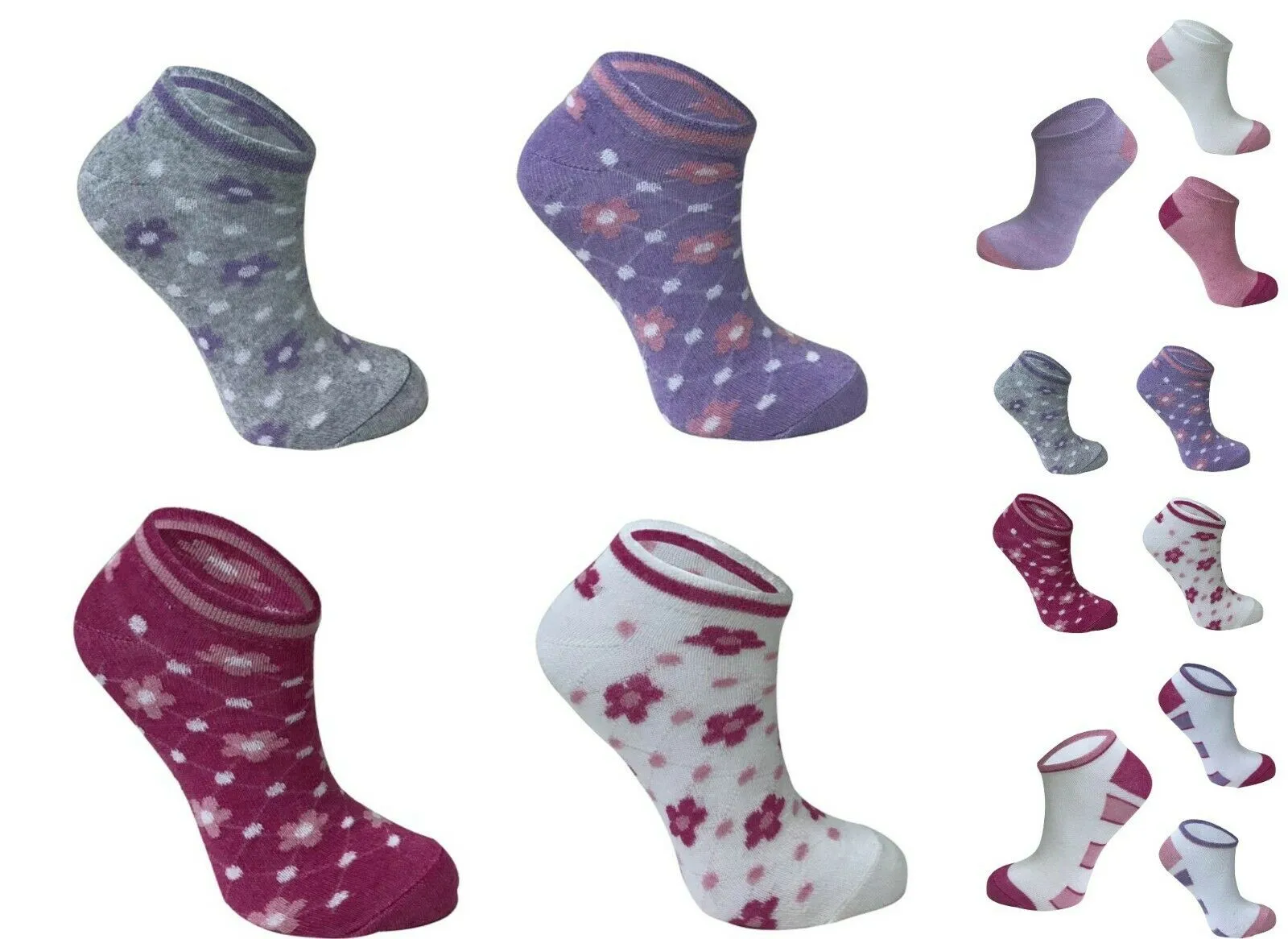 6 Pairs Girls Kids Trainer Liner Ankle Sports Socks Walk Gym School PE