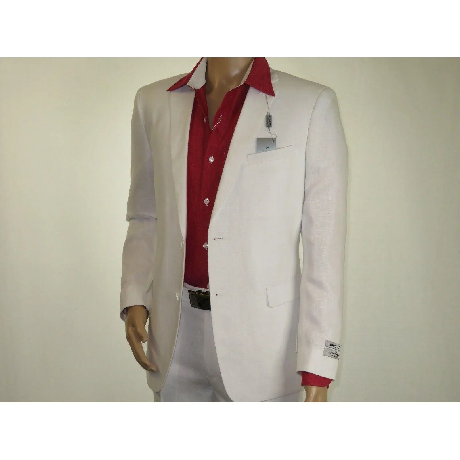 Adolfo Men's Linen Suit summer suit Breathable and comfortable C500 White