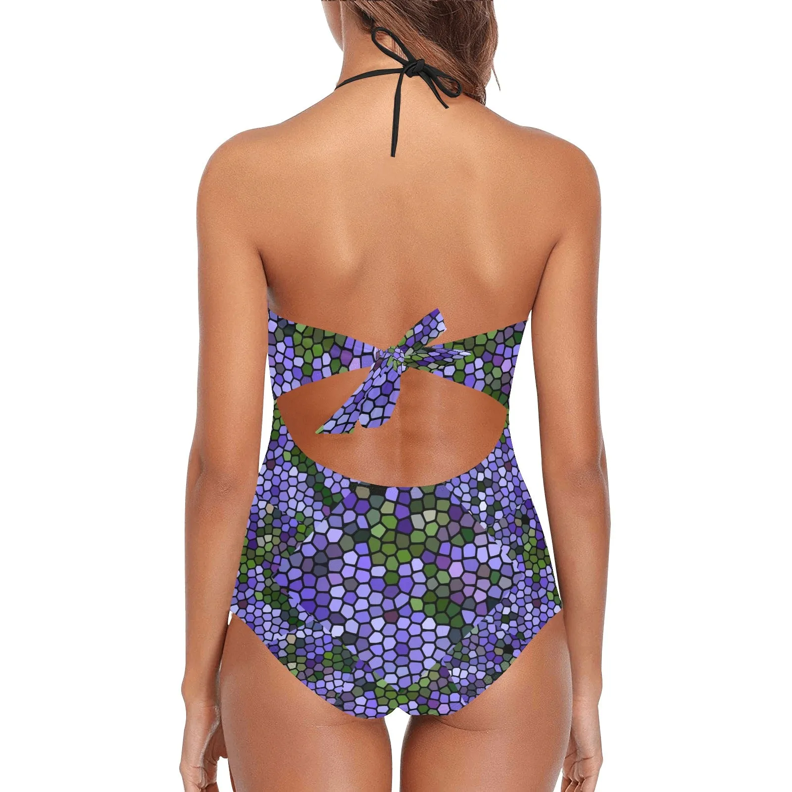 Agapanthus Stained Glass Lace Band Embossing Swimsuit up to 4 XL (FWS)