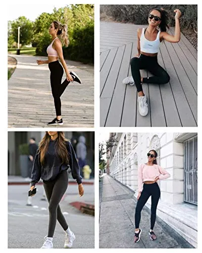 Alebear Women's Yoga Pants High Waisted Gym Workout Running Leggings with Pockets (Black, M)