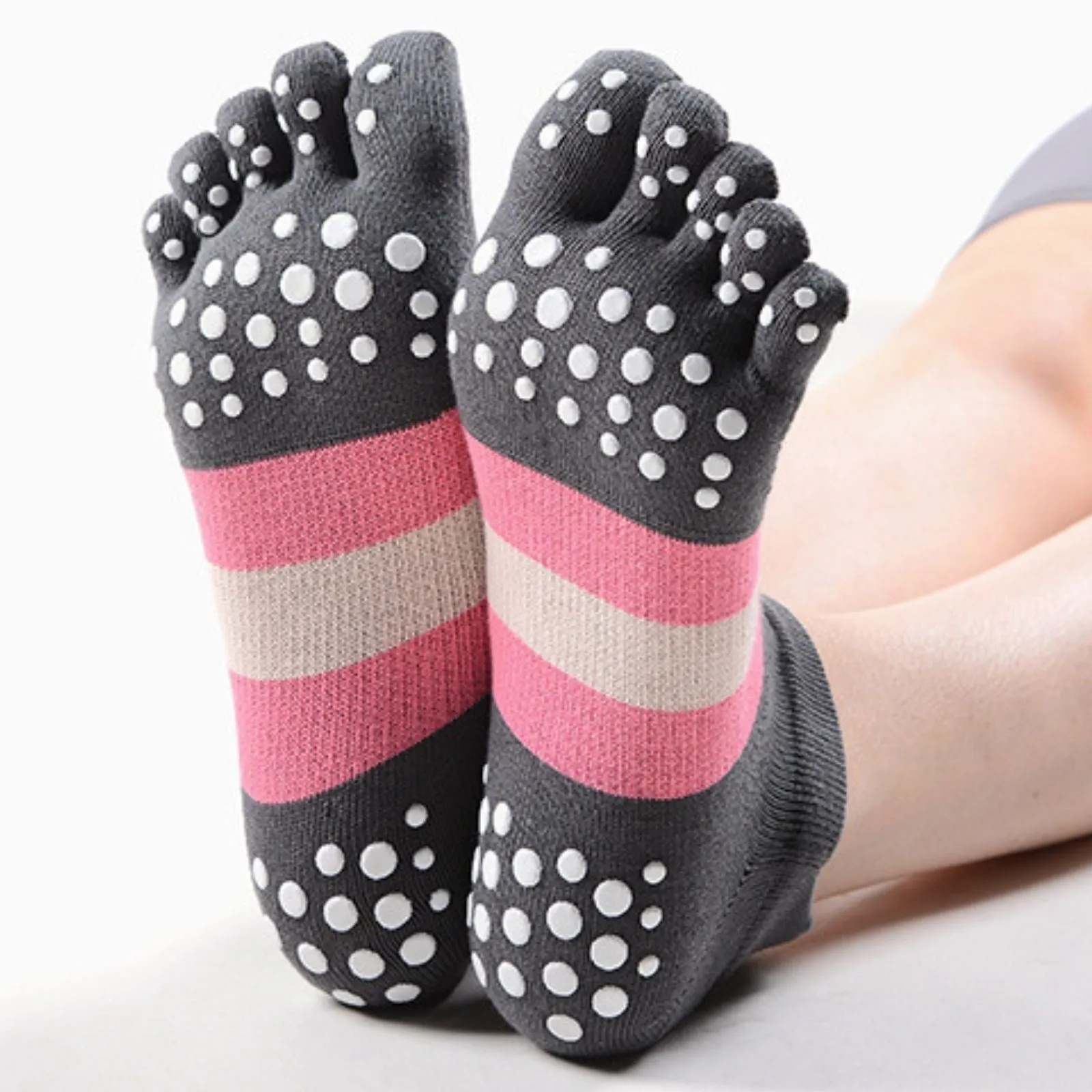 Anti Slip 3 Pairs Yoga No show Toe Socks