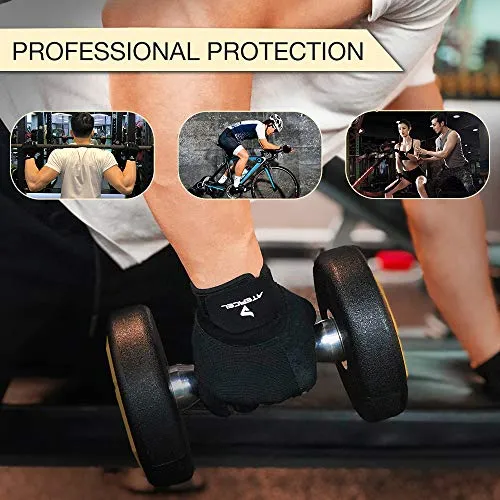 Atercel Gym Training Gloves, Best Workout Exercise Gloves for Crossfit, Cycling, Weight Lifting, Training, Breathable & Snug fit, for Men & Women (Black, XL)
