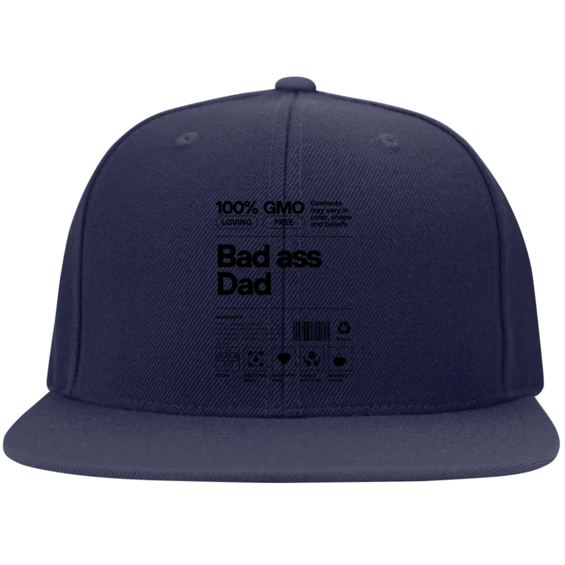 Bad Ass Dad -- Embroidered Flat Bill High-Profile Snapback Hat
