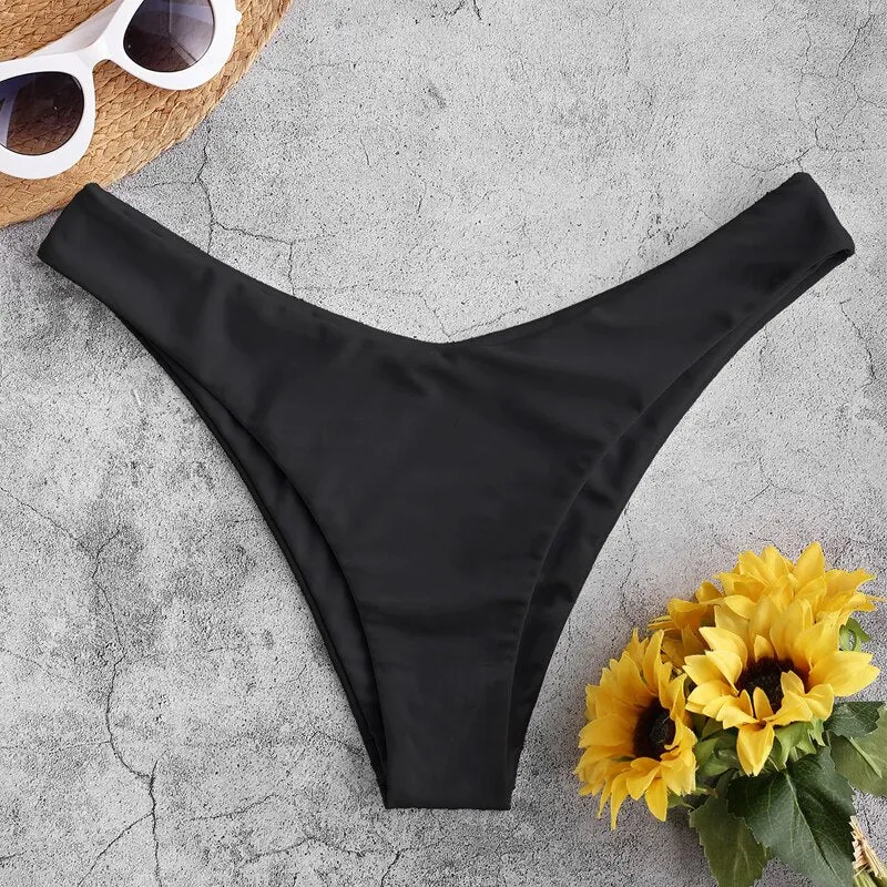 Black Women Sexy Bottoms Swimsuit Bikini Swimwear Cheeky