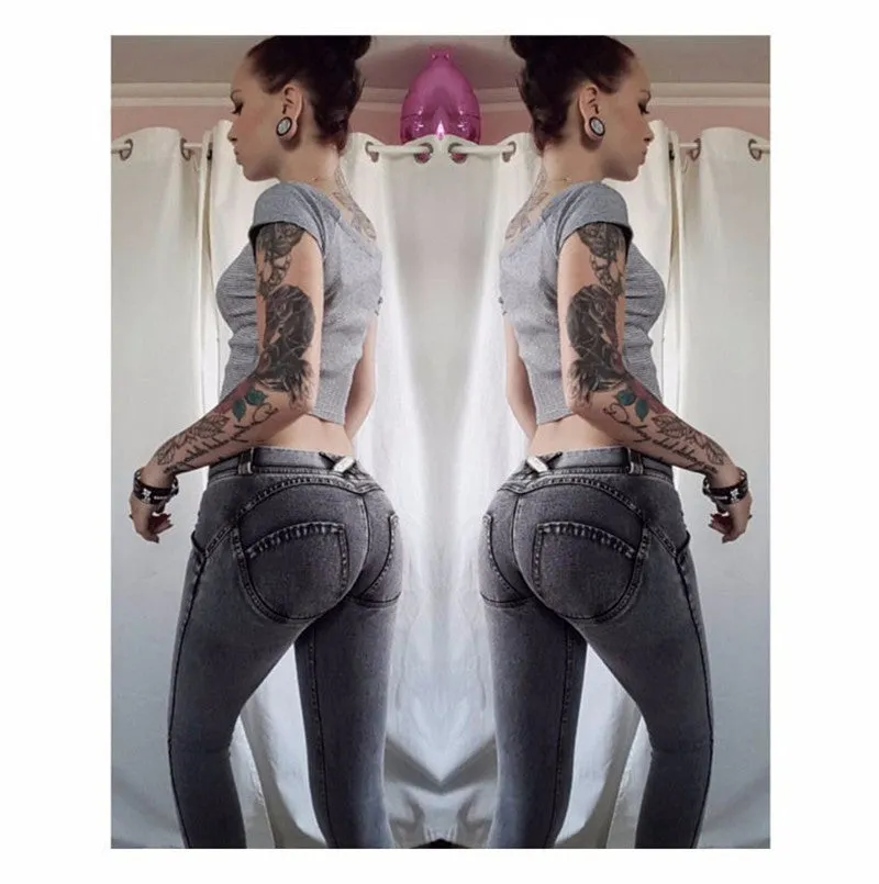 Denim Peach Hip-lifting Fitness Yoga Pants Women's Clothing
