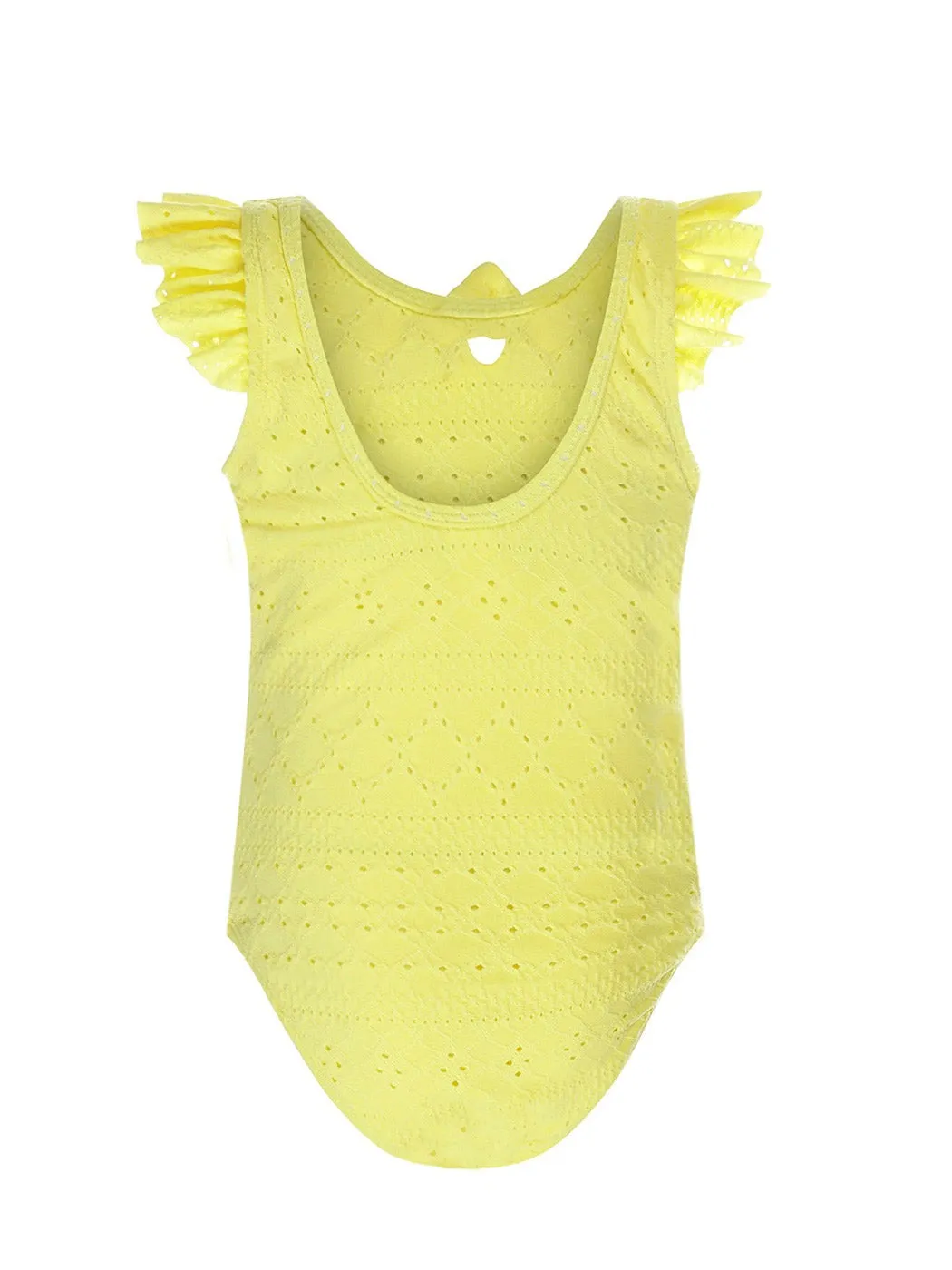 Girls swimsuit with embroidery - T46928-37 Yellow