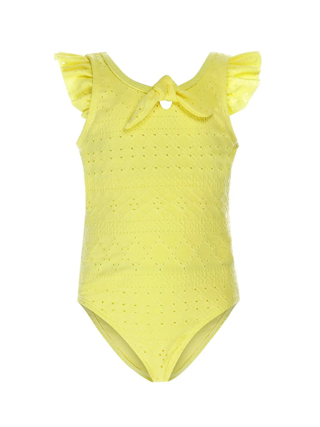 Girls swimsuit with embroidery - T46928-37 Yellow