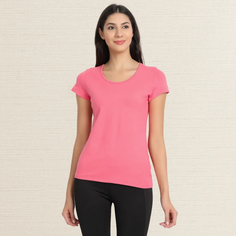 Half Sleeve T-Shirt | Bamboo Fabric | Comfort Fit | Women Active Wear | Pink