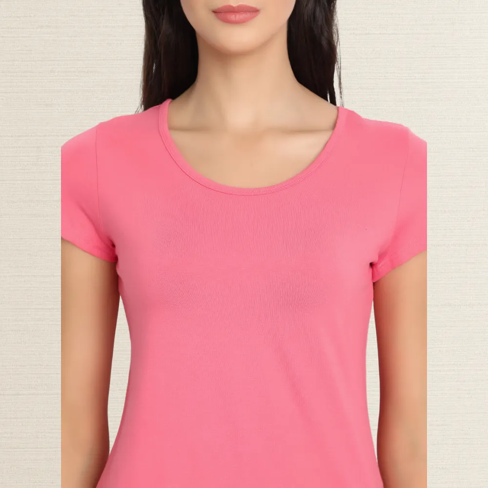 Half Sleeve T-Shirt | Bamboo Fabric | Comfort Fit | Women Active Wear | Pink