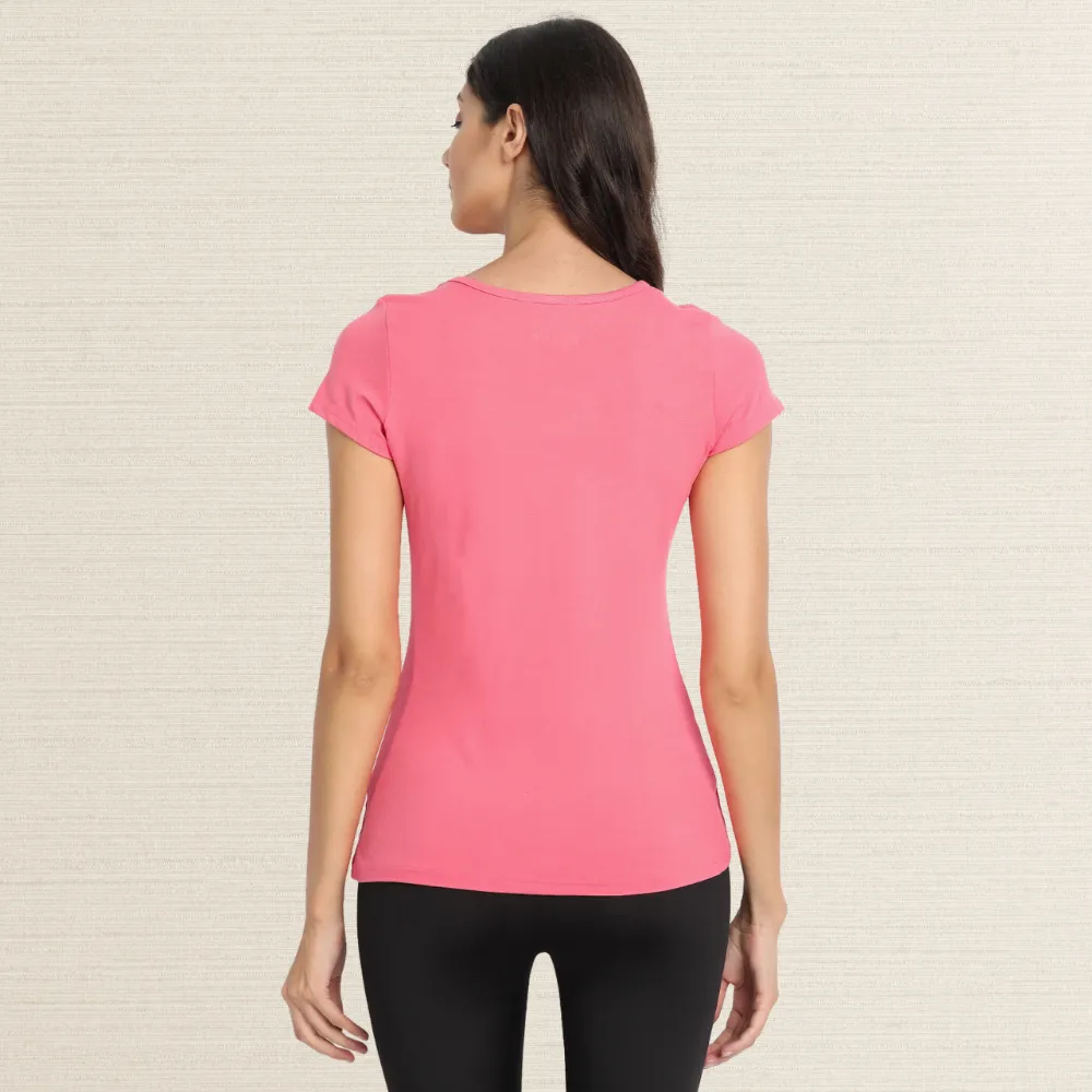 Half Sleeve T-Shirt | Bamboo Fabric | Comfort Fit | Women Active Wear | Pink