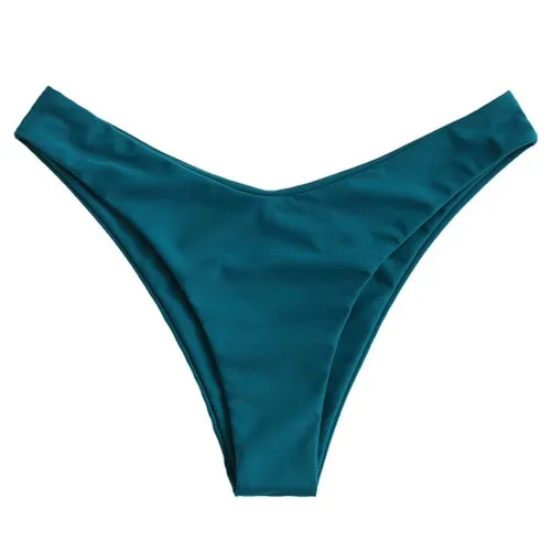 High Leg Plain Bikini Bottom Solid Sexy Women Brazilian Thong