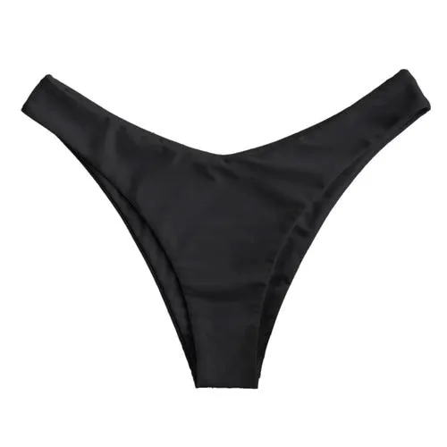 High Leg Plain Bikini Bottom Solid Sexy Women Brazilian Thong