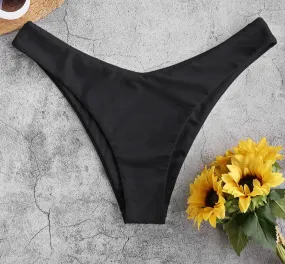 High Leg Plain Bikini Bottom Solid Sexy Women Brazilian Thong