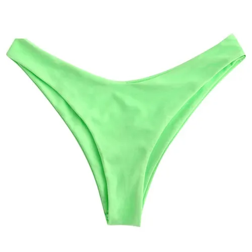 High Leg Plain Bikini Bottom Solid Sexy Women Brazilian Thong