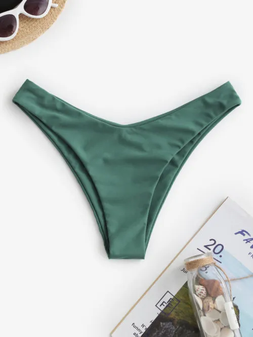 High Leg Plain Bikini Bottom Solid Sexy Women Brazilian Thong
