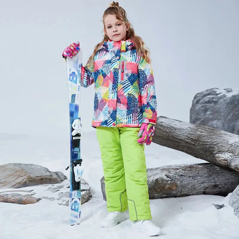 HOTIAN Girls Ski Jacket & Pants Set Kids Snowsuit
