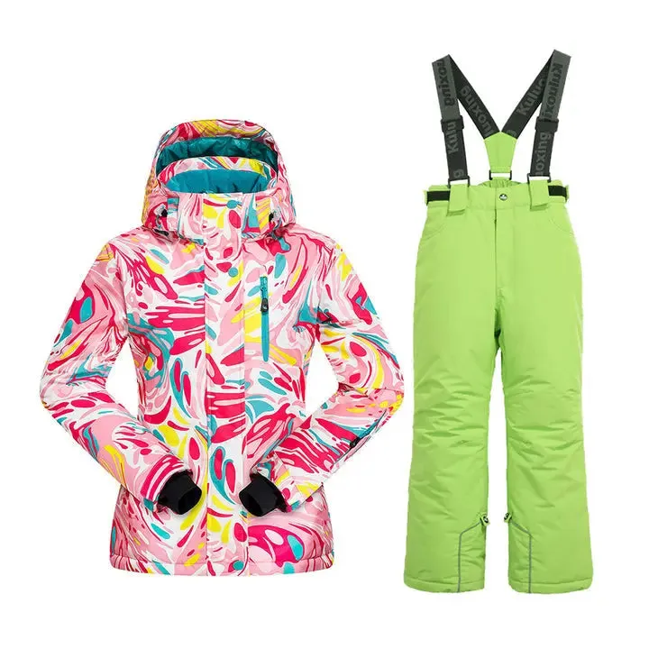 HOTIAN Girls Ski Jacket & Pants Set Kids Snowsuit