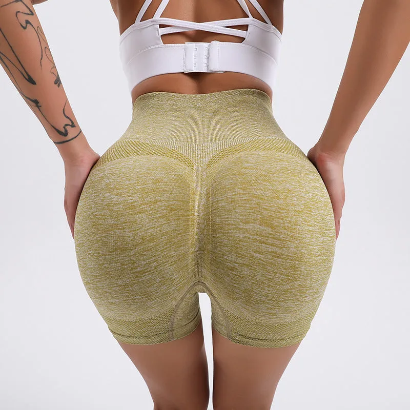 Hzori Seamless Peach Hip Fitness Yoga Pants Women's High Waist Hip Lift Belly Contracting and Close-Fitting Sports Quick-Drying Base Short Shorts