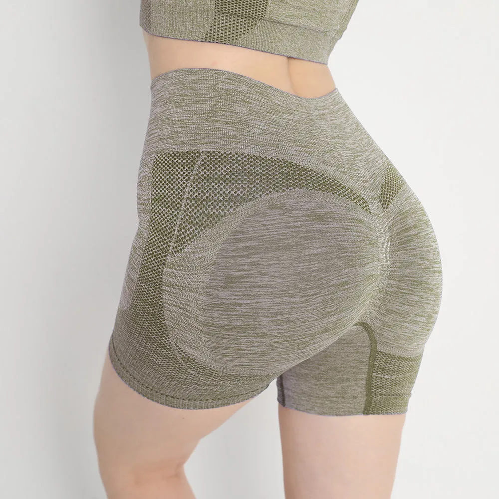 Hzori Seamless Peach Hip Fitness Yoga Pants Women's High Waist Hip Lift Belly Contracting and Close-Fitting Sports Quick-Drying Base Short Shorts