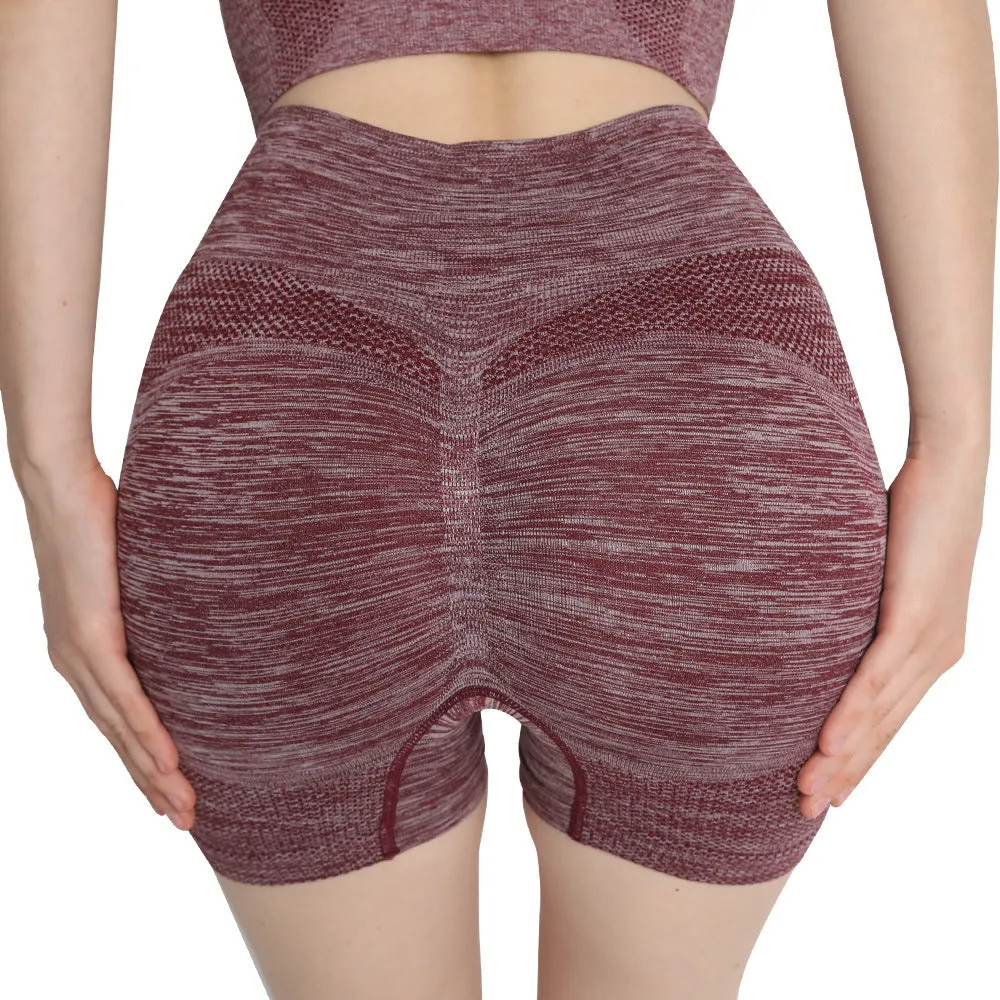 Hzori Seamless Peach Hip Fitness Yoga Pants Women's High Waist Hip Lift Belly Contracting and Close-Fitting Sports Quick-Drying Base Short Shorts