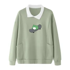 Kawaii Skateboarding Frog Sweatshirt