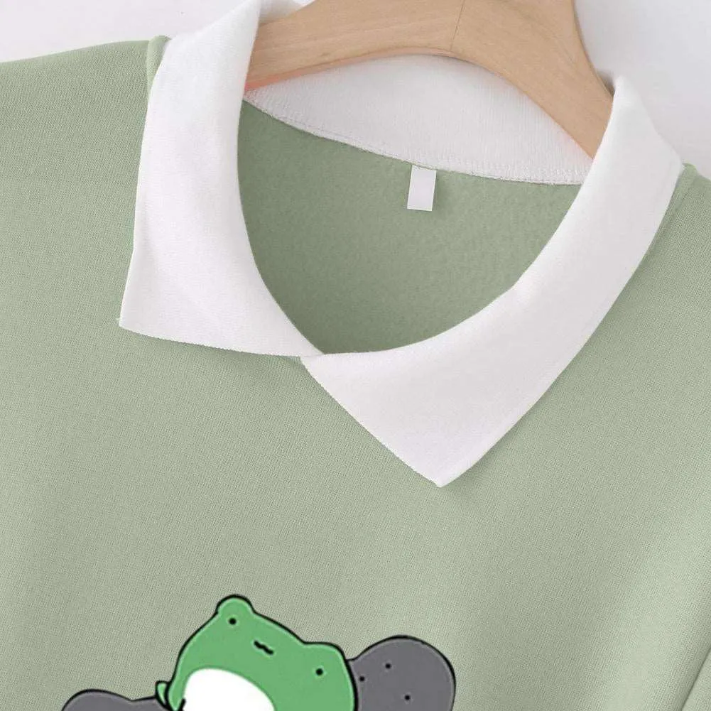 Kawaii Skateboarding Frog Sweatshirt