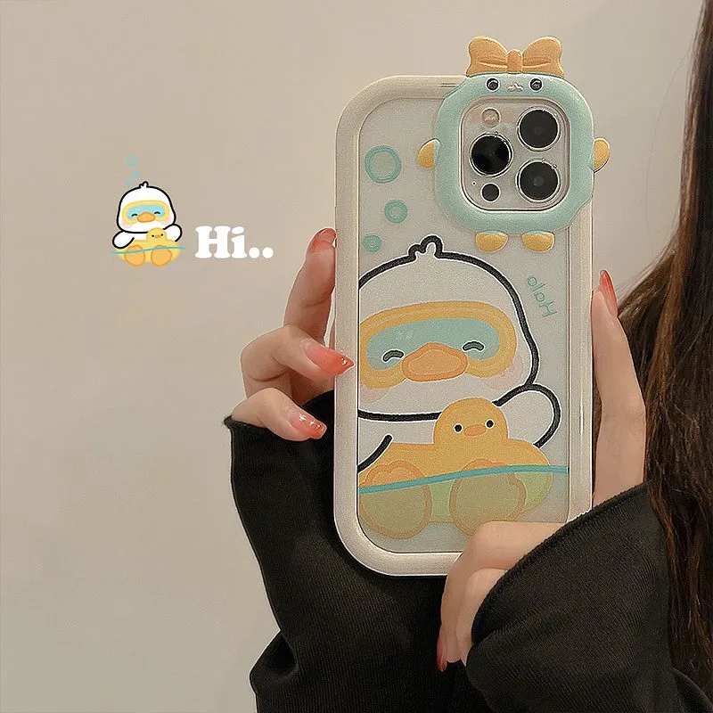 Kawaii Swimming Rng Duck iPhone Case