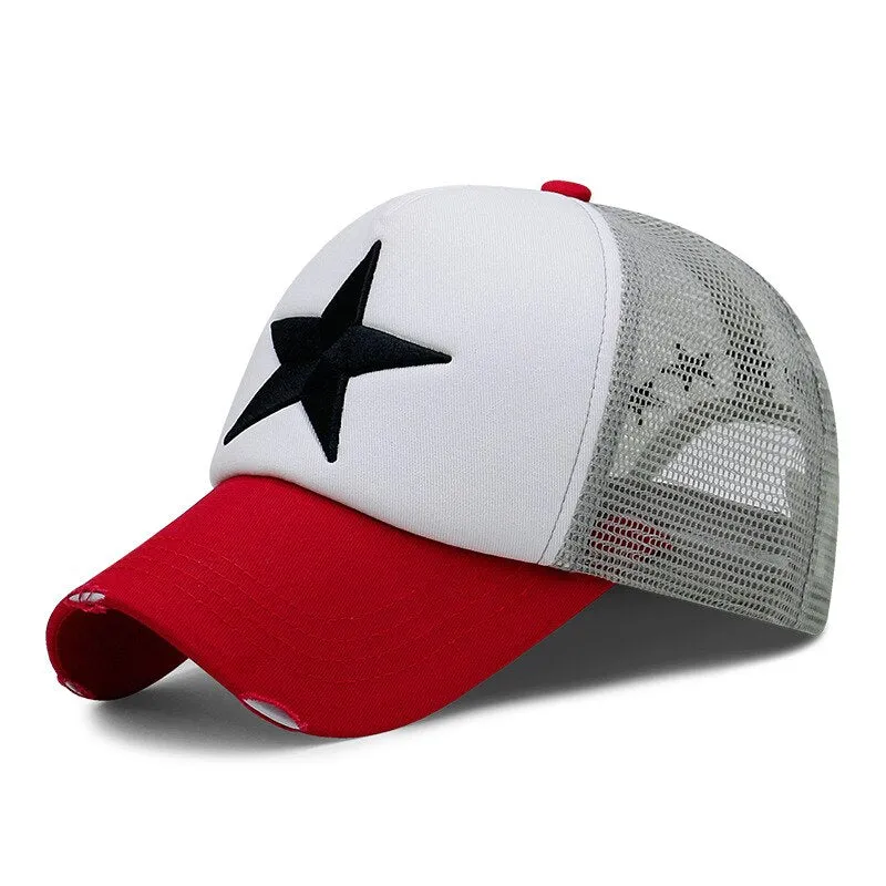 Large star embroidery trucker cap