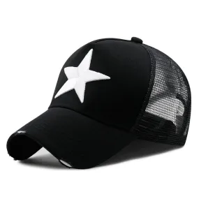 Large star embroidery trucker cap