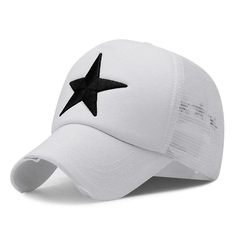 Large star embroidery trucker cap