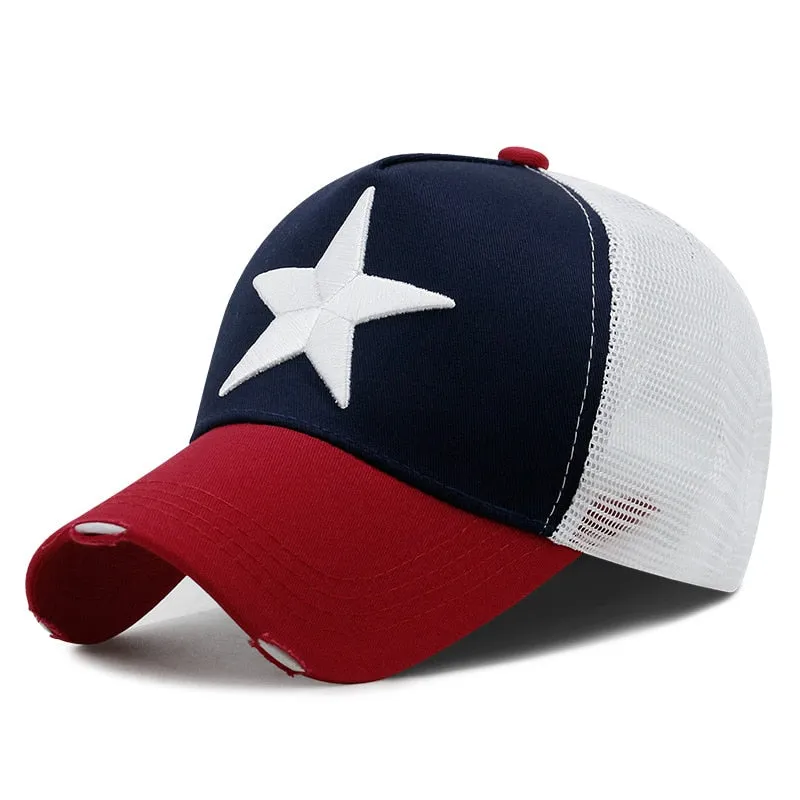 Large star embroidery trucker cap