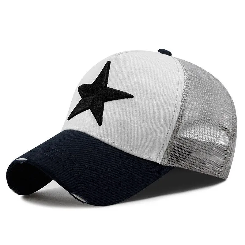 Large star embroidery trucker cap