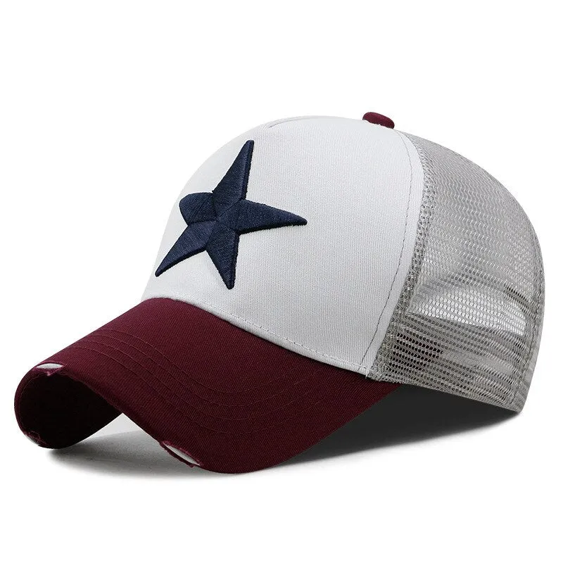 Large star embroidery trucker cap