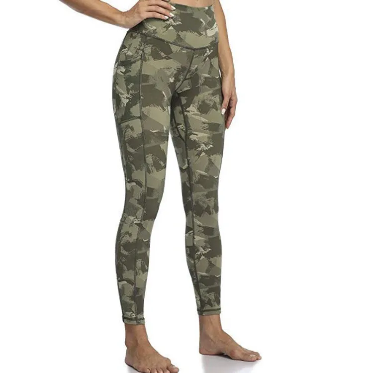 Lifting Women Sports Fitness High Waist Yoga Pants Pockets Gym Butt Scrunch Gym Leggings Camo Yoga Pants