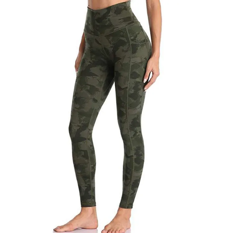 Lifting Women Sports Fitness High Waist Yoga Pants Pockets Gym Butt Scrunch Gym Leggings Camo Yoga Pants