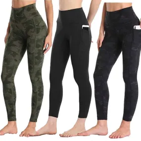 Lifting Women Sports Fitness High Waist Yoga Pants Pockets Gym Butt Scrunch Gym Leggings Camo Yoga Pants