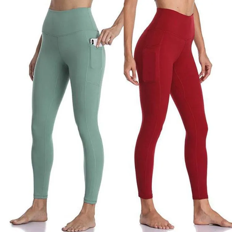 Lifting Women Sports Fitness High Waist Yoga Pants Pockets Gym Butt Scrunch Gym Leggings Camo Yoga Pants