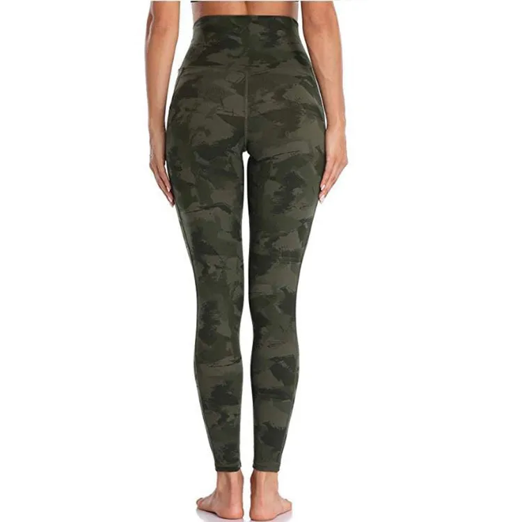 Lifting Women Sports Fitness High Waist Yoga Pants Pockets Gym Butt Scrunch Gym Leggings Camo Yoga Pants