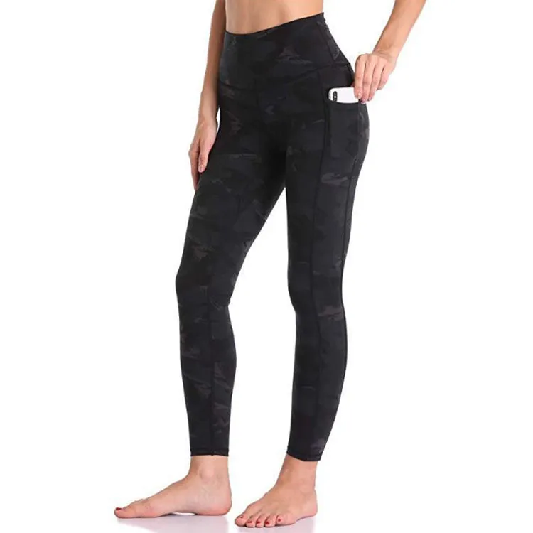 Lifting Women Sports Fitness High Waist Yoga Pants Pockets Gym Butt Scrunch Gym Leggings Camo Yoga Pants