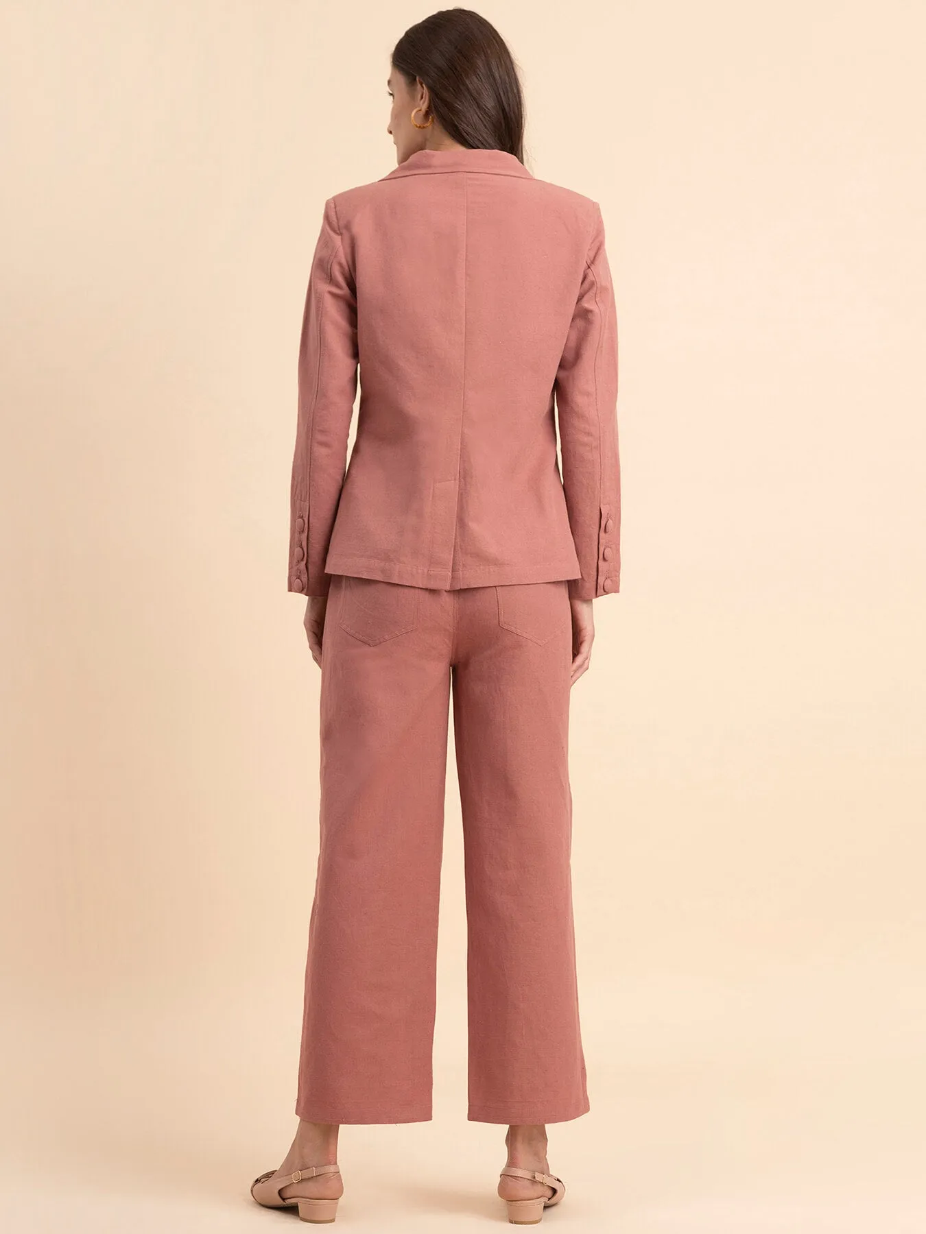 Linen Blazer and Trousers Co-ord - Dusty Pink