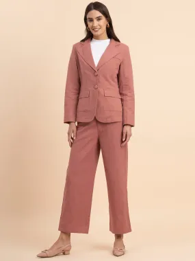 Linen Blazer and Trousers Co-ord - Dusty Pink