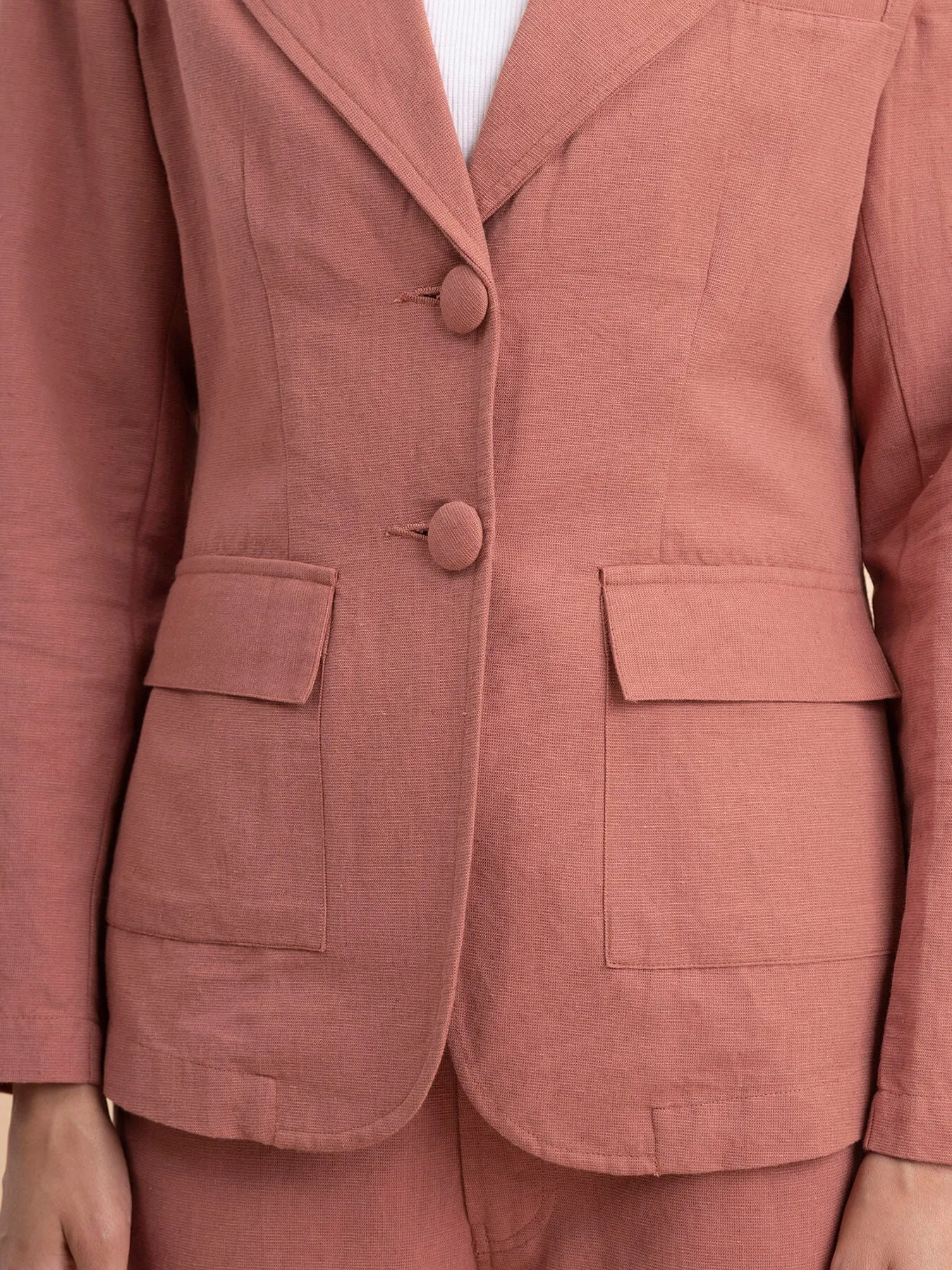 Linen Blazer and Trousers Co-ord - Dusty Pink