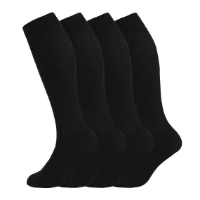  MD Cotton Compression Socks for Women and Men 4/6 Pairs 8-15/15-20 mmHg Knee High Socks for Sports Travel Nurse Edema 4 Pairs Black Cushion 15-20mmhg 10-13