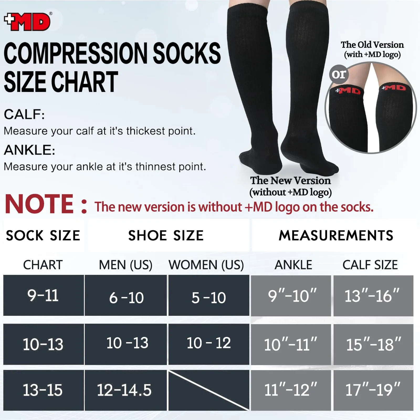  MD Cotton Compression Socks for Women and Men 4/6 Pairs 8-15/15-20 mmHg Knee High Socks for Sports Travel Nurse Edema 4 Pairs Black Cushion 15-20mmhg 10-13