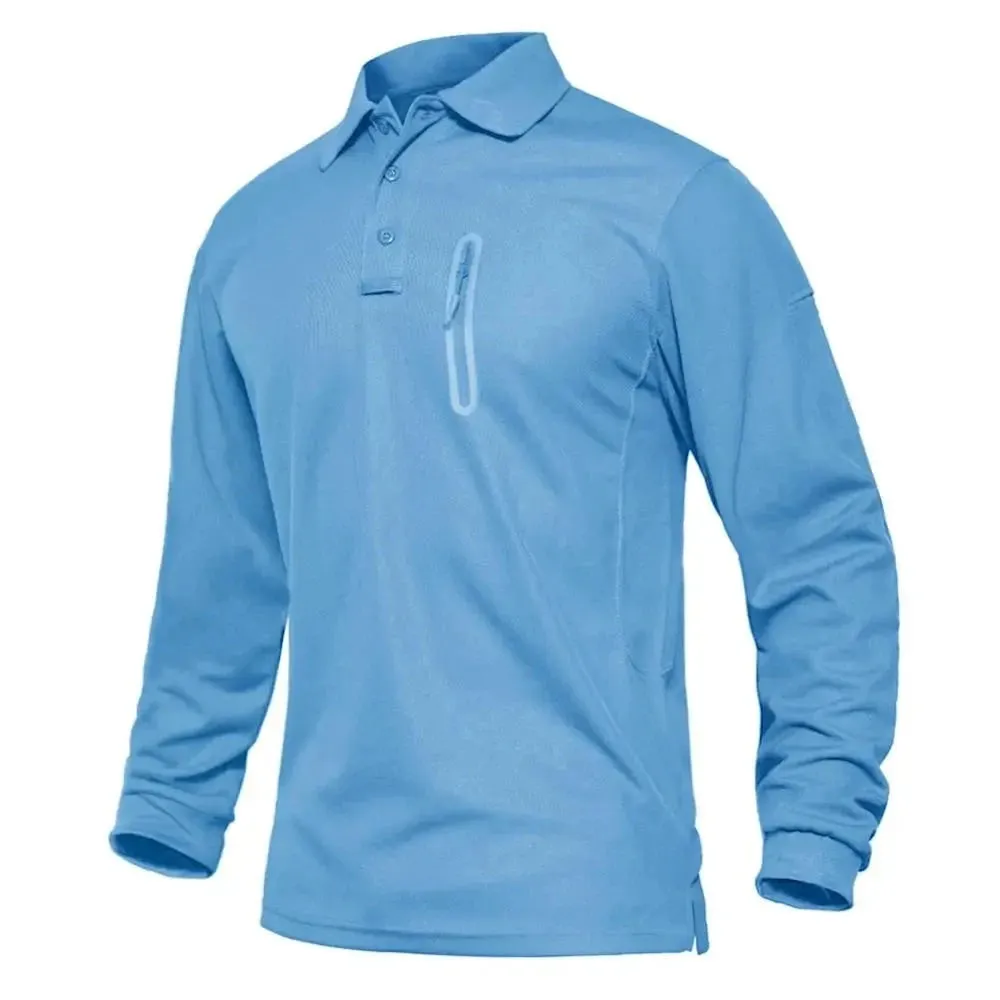 Mens Long Sleeve Polos Tee Shirts Summer Casual Golf Sports T-shirts Tops