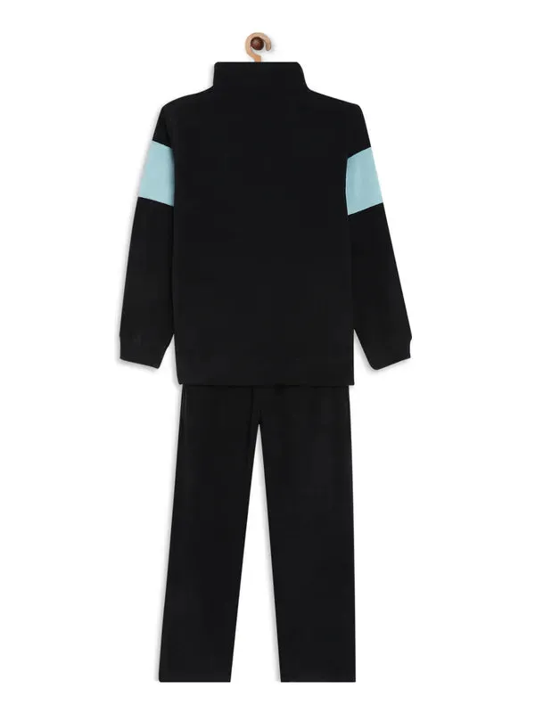 Octave Boys Black  Blue Colourblocked Tracksuits