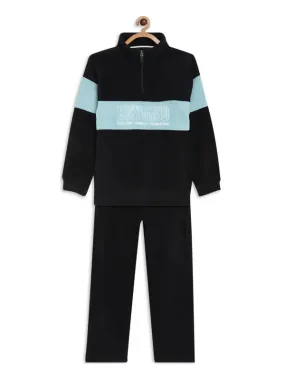 Octave Boys Black  Blue Colourblocked Tracksuits