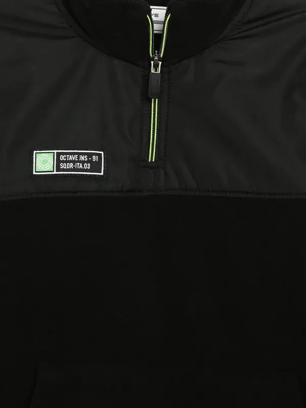Octave Boys Black Solid Tracksuits