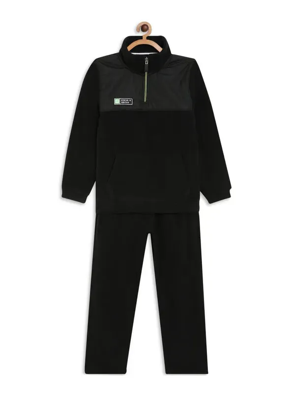 Octave Boys Black Solid Tracksuits