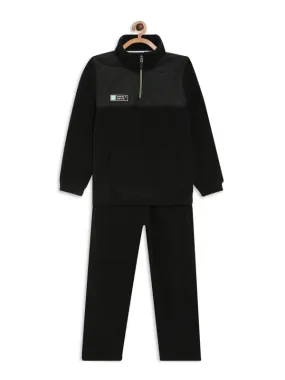 Octave Boys Black Solid Tracksuits